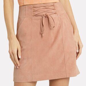 NWT Intermix Talia Peach Suede Lace-up Mini Skirt (6)